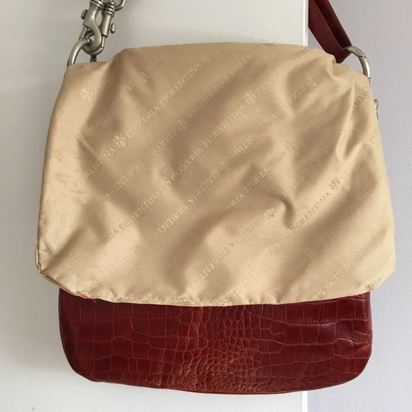 Cuoieria Fiorentina Italian leather square purse burgundy red faux croc pattern - Picture 15 of 16